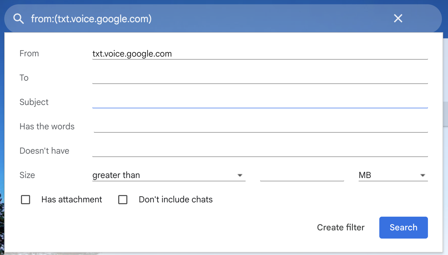 filter messages from field