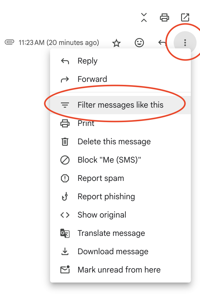 filter messages like these