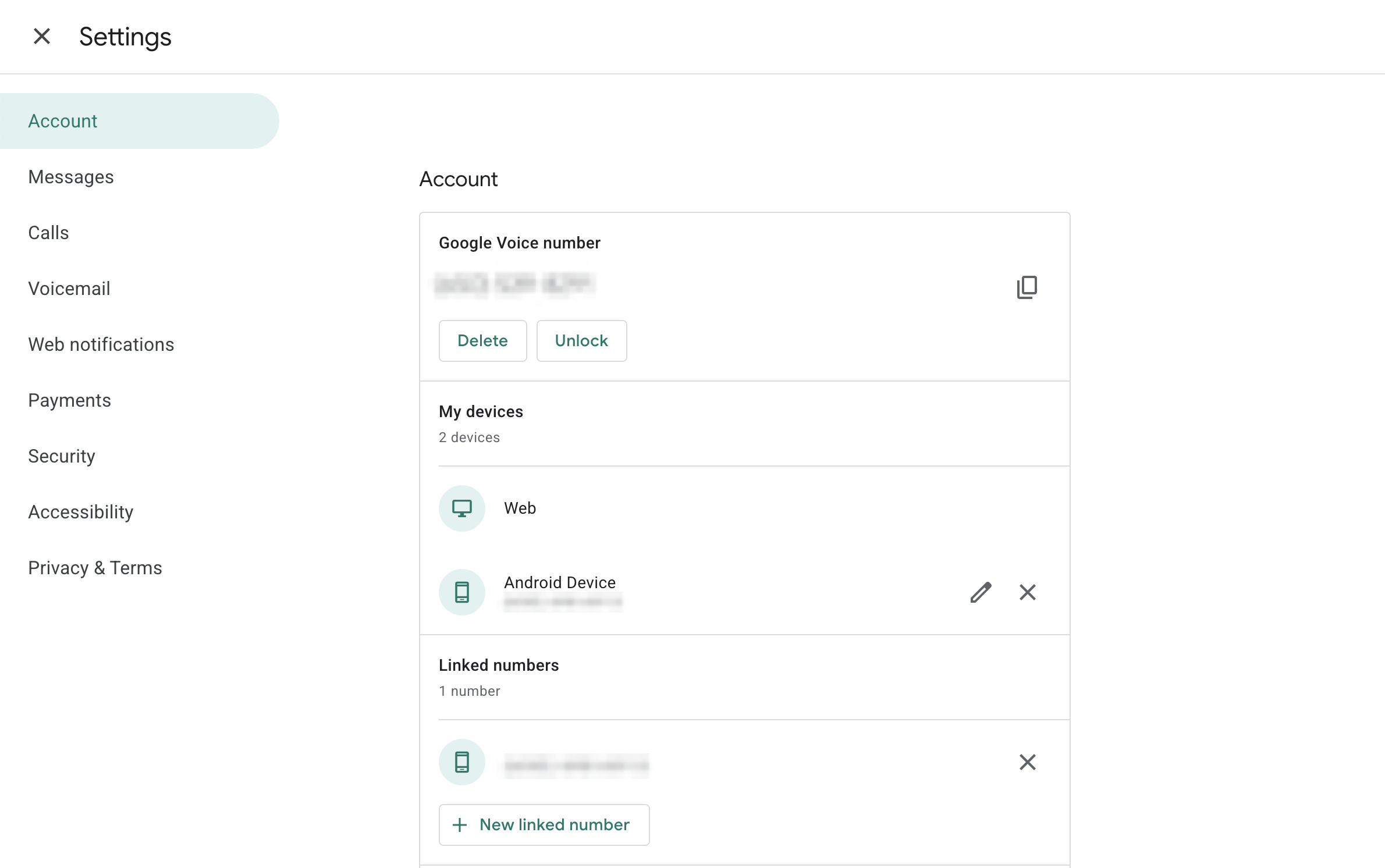 google voice settings